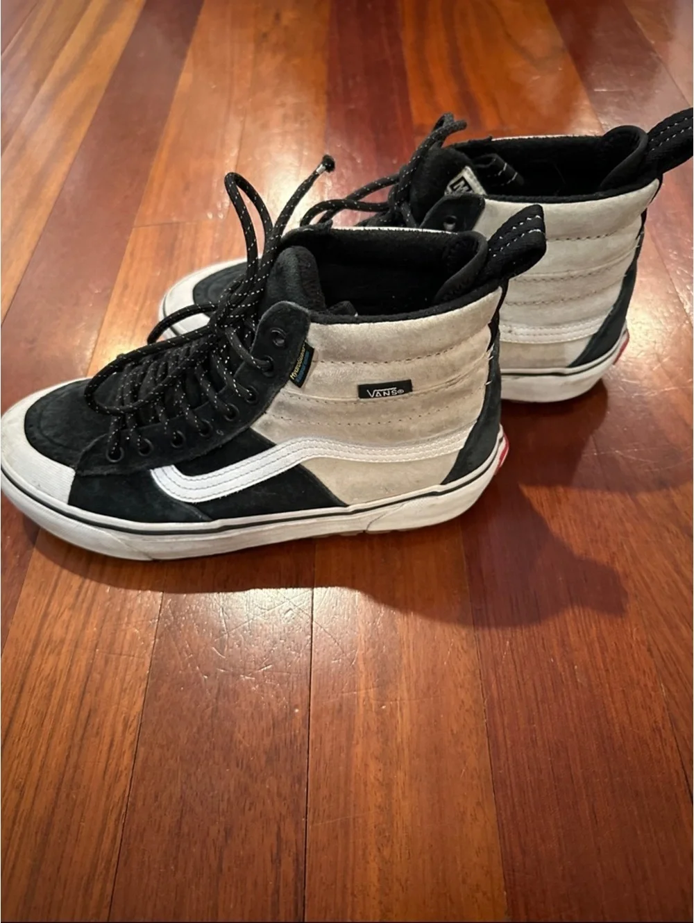 Vans Mens High-Top Sneakers in Black and Gray with White Stripe